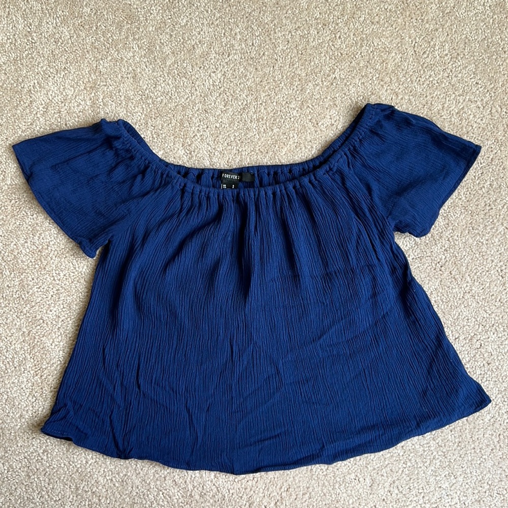 Forever 21 Off the Shoulder Royal Blue Shirt